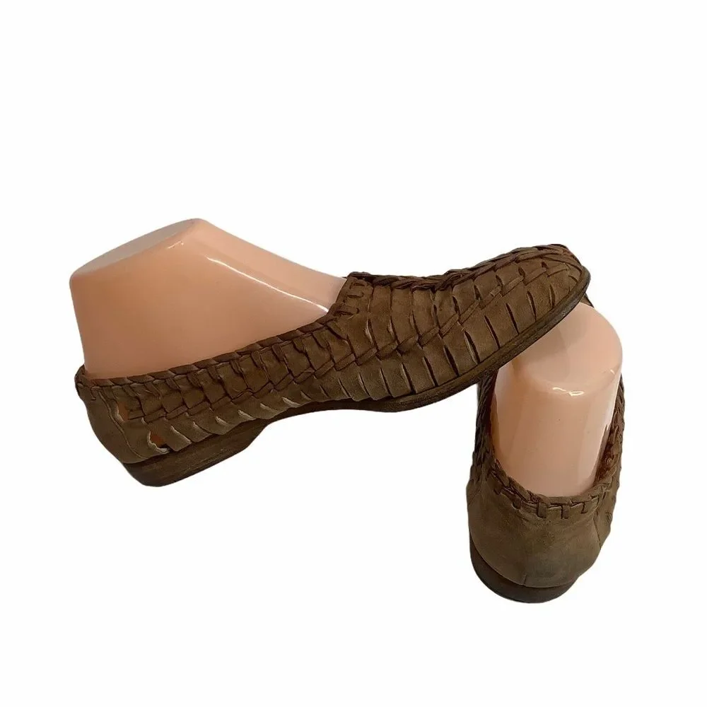 VIA SPIGA Brown Leather Suede Flats Slip on Shoes size‎ 6.5 Italy